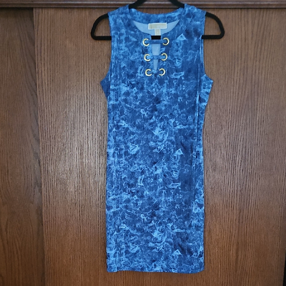 Michael Kors Blue Sleeveless Sheath Mini Dress